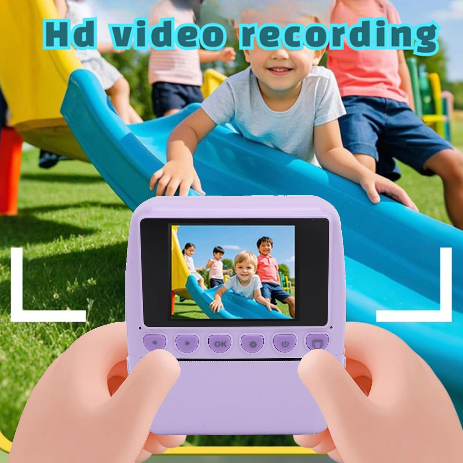 Yunseity Instant Print Camera, 48MP Digital Camera with 2.4 Inch Screen and 2 Thermal Printing Paper Rolls, for Kids Birthday Party Family Travel Gifts (Purple)