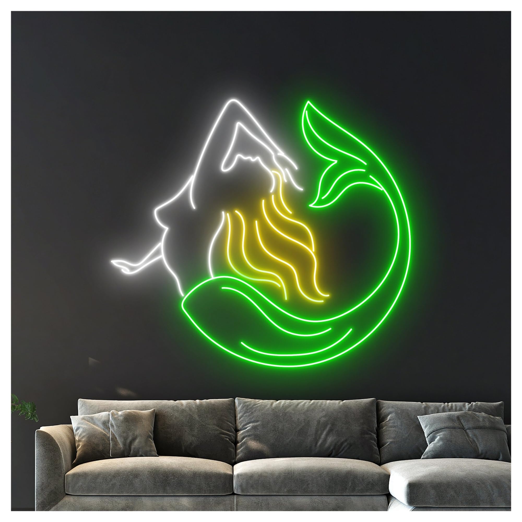 Decoración Lámparas Letrero De Neón Sirena Para Habitación Bebé, Decoración Pared Playa Oceánica, Escaparate, Entrada Comercial, 55cm