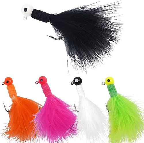 Cabezas de plantilla para pesca de cangrejo, cabeza de marabú, señuelos de plumas de marabú, cabeza de bola redonda, anzuelos para el cabello, cebo