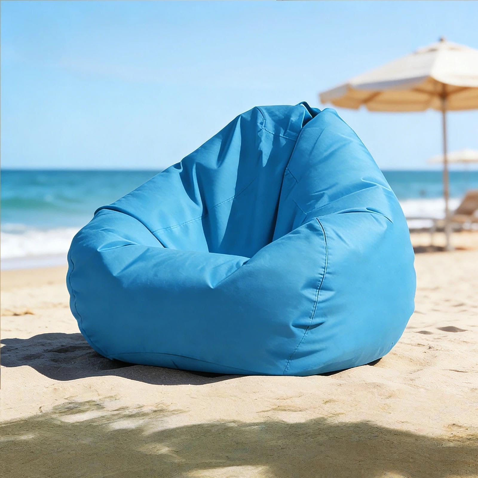 Krzesło z workiem fasolowym Krzesło z fasolą na zewnątrz Przenośne siedzenia podłogowe patio kempingowe i plażę(Yellow,Duży)