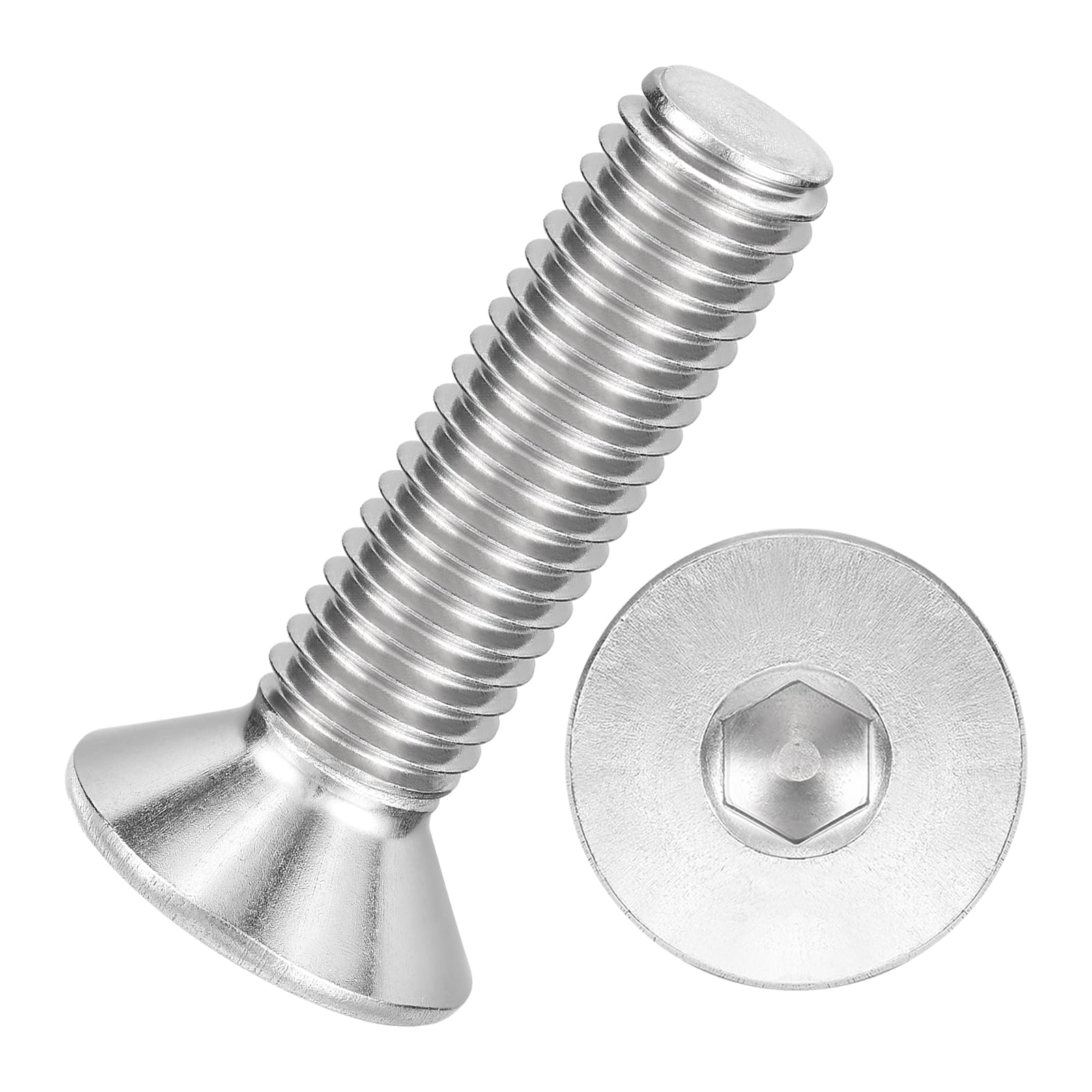 Kozelo 6Pcs Flat Head Socket Cap Screws - [M10-1.5 x 40], 304 Stainless Steel 18-8 Countersunk Bolts, Silver, for Automotive, Furniture Repair, Industrial Equipment & Temporary Fixes