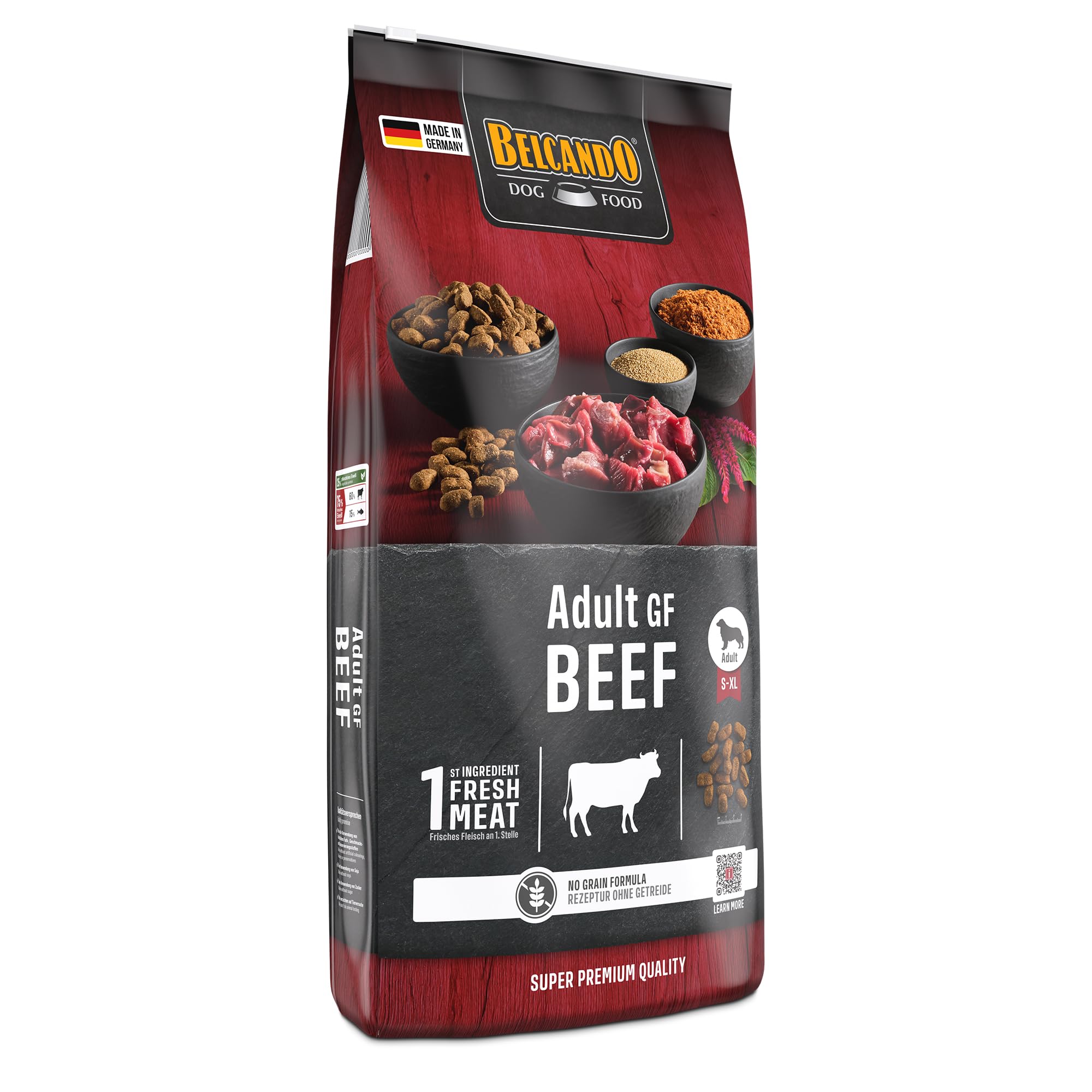 BELCANDO Adult GF Beef 12,5 kg getreidefreies Hundefutter Trockenfutter mit Rind Alleinfuttermittel für ausgewachsene Hunde ab 1 Jahr