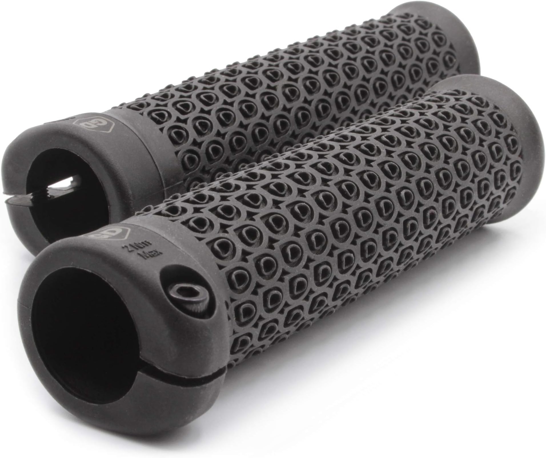 GD Grip Division MTB Lock On Grips, Lightweight Non-Slip Mountain Bike Handlebar Grips with Reinforced Nylon Clamp, Black