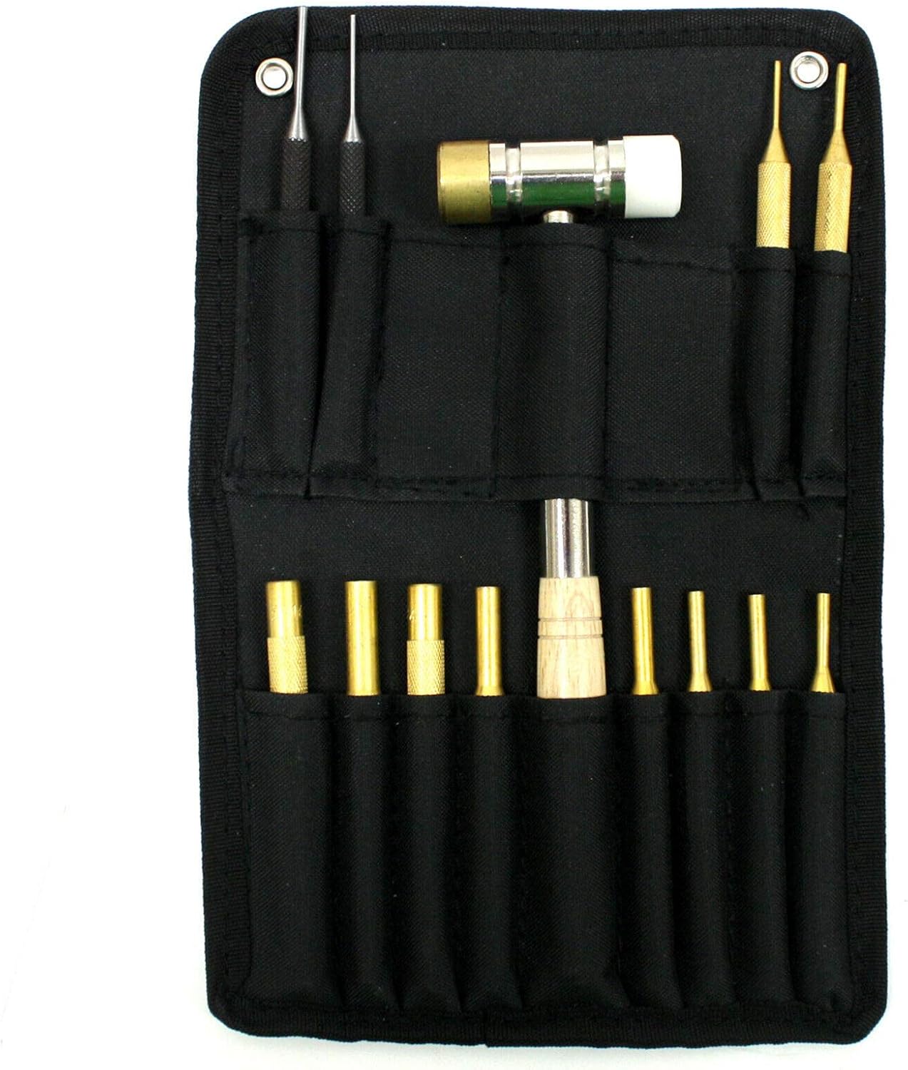13 pc Pin Punch Kit 10 Brass 2 Steel 1 Hammer Firearm Repair,Jikkolumlukka