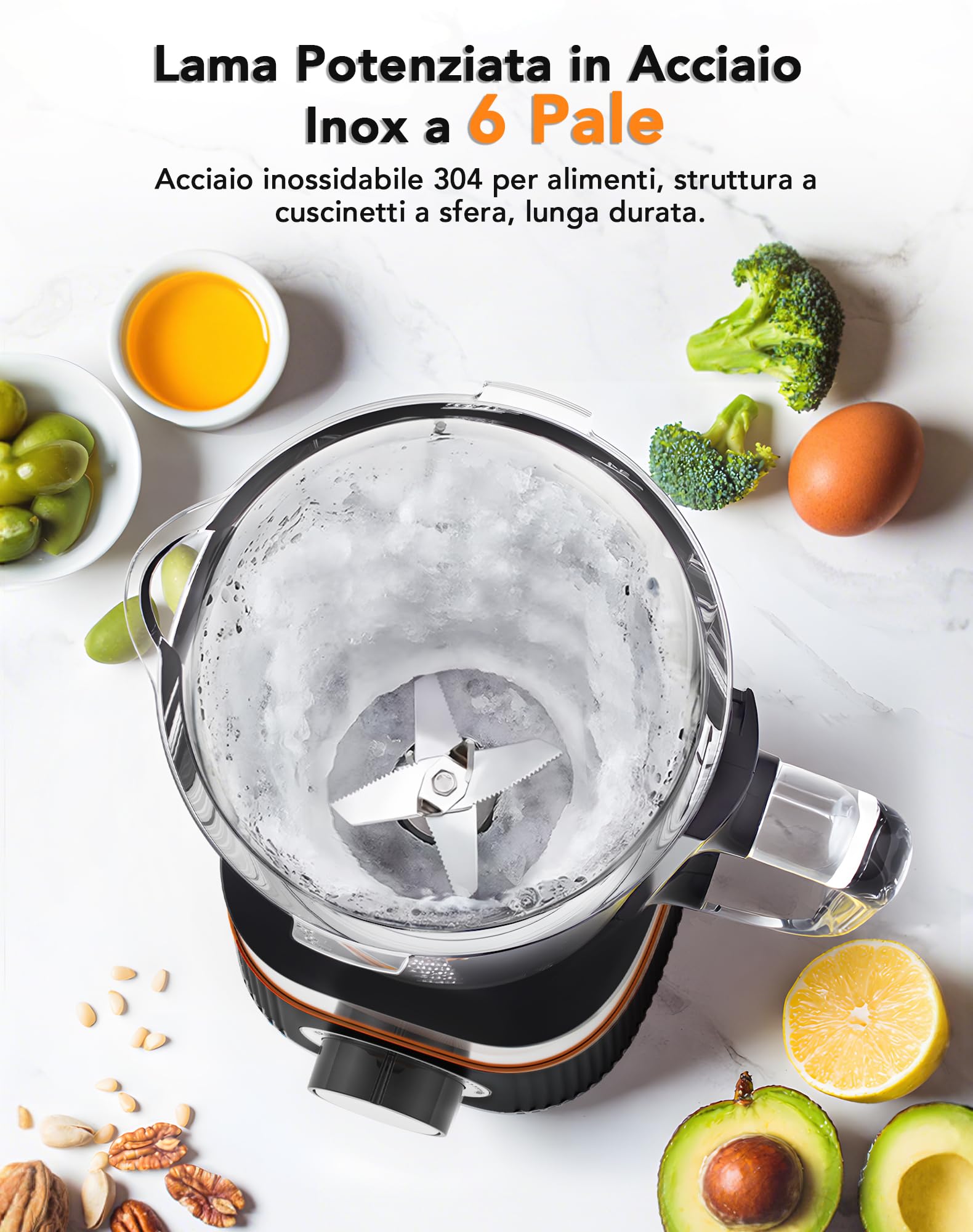 Frullatore 1000W, Frullatore Elettrico Multifunzione 2-in-1, Mixer Cucina Bicchiere in Vetro 1,5L e Bottiglia Portatile 600ml, Lama Acciaio Inox per Ghiaccio, Auto-Pulizia, Regolazione Velocità