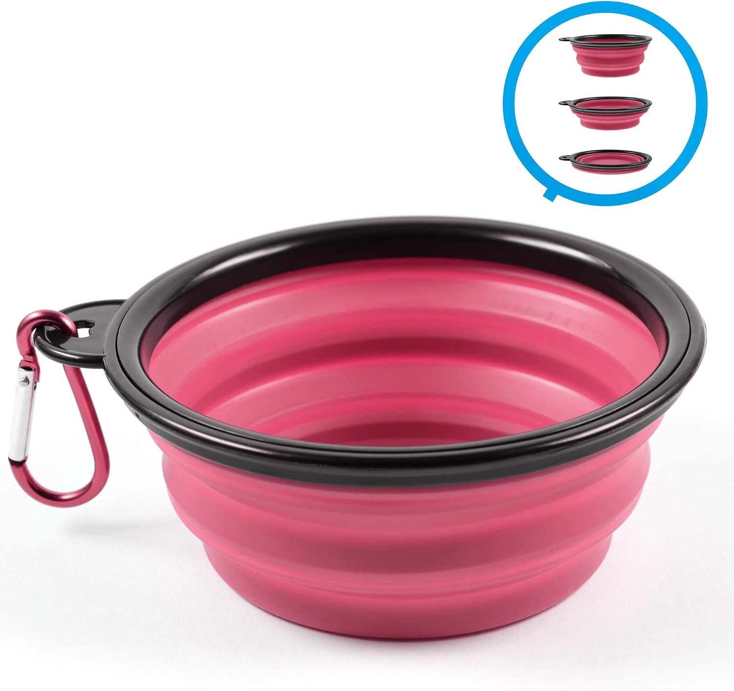 PhoneNatic 60014768 Foldable Silicone Dog Bowl in Pink, Travel Bowl for Dogs and Cats with Carabiner XL, Pink, 1000 ml - Image 3