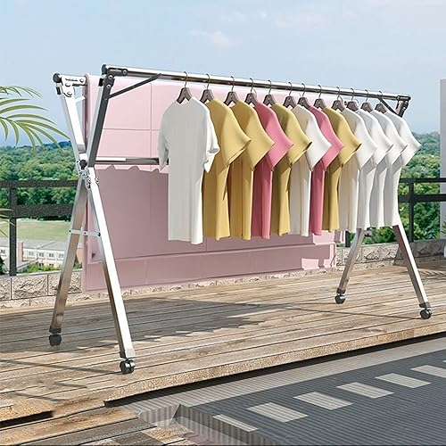 Miniatura 6 de ZARBAILRE Tendedero de ropa para interiores, tendedero de ropa para exteriores, plegable, en forma de X para ropa, lencería, toallas, ropa de cama,