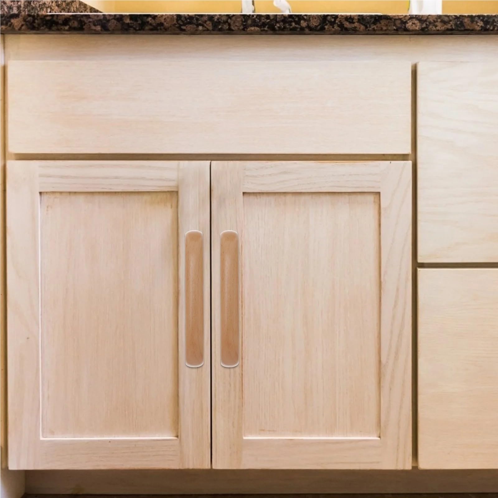 4Pcs Solid Beech Cabinet Handles Wood Drawer Pulls Strong Grip For Kitchen Wardrobe Closet Cupboard Furniture Use Pour Placards