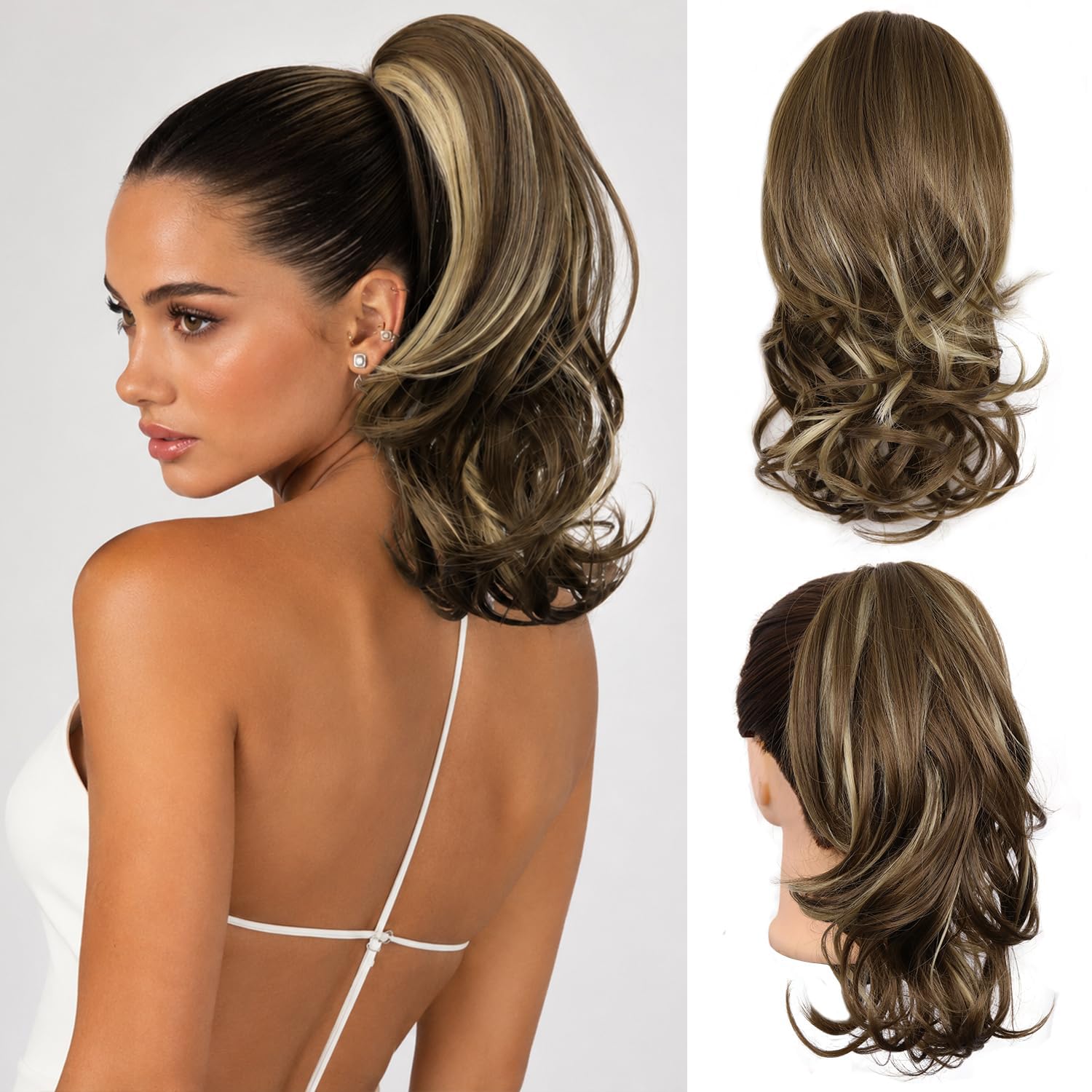 Photo 1 of ZQIAN BEAUTY Clip on Ponytail Hair Extensions, 14 Inch Wavy
