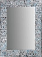 Zorigs Handcrafted Mosaic Wall Mirror - Silver Blue Tan Rectangular 32x24" Decorative Art for Bedroom Living Room Bathroom Hallway