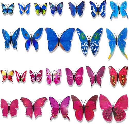 Miniatura 4 de SourceTon - 72 calcomanías de pared de mariposas coloridas 3D, removibles de bricolaje, mariposas, calcomanías murales para decoración del hogar y