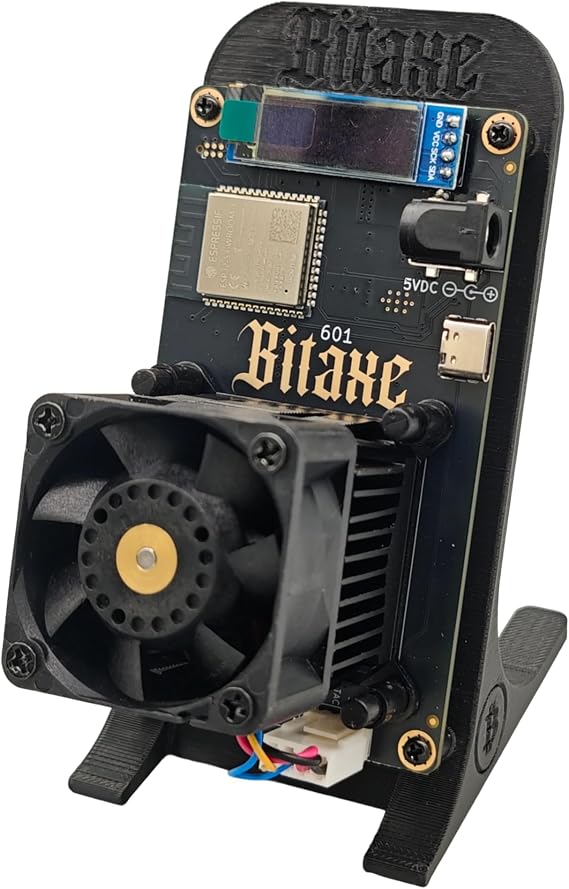 Black Stand BitAxe 601 Gamma BM1370 Asic Chip Upto 1.2Th/S Open-Source Design Bitcoin Solo Miner Lottery Miner with Power Supply Quiet Miner