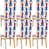 Vista 1 de 4th of July Independence Day Red and Blue Lady Liberty Decorative Chair Cover for Dining Room Chairs Soft Dining Room Chair Covers Protector