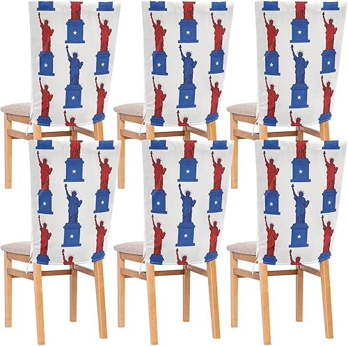4th of July Independence Day Red and Blue Lady Liberty Decorative Chair Cover for Dining Room Chairs Soft Dining Room Chair Covers Protector para