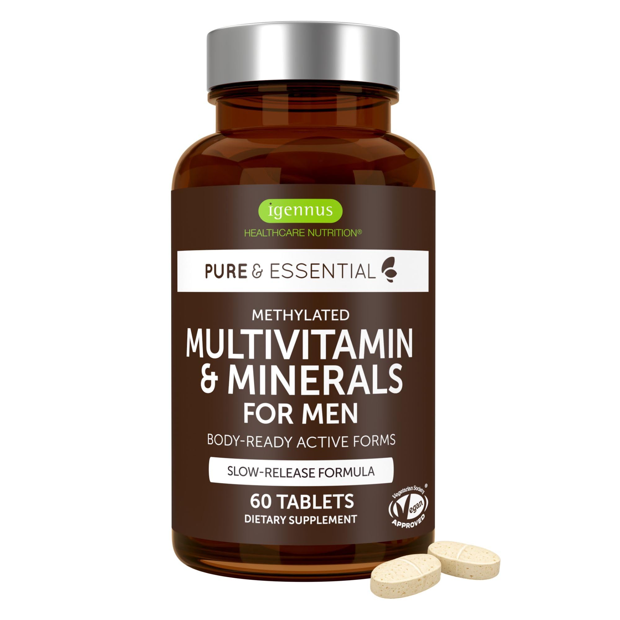 Igennus Methylated Multivitamin for Men, 22 Actives, 1-Month Supply