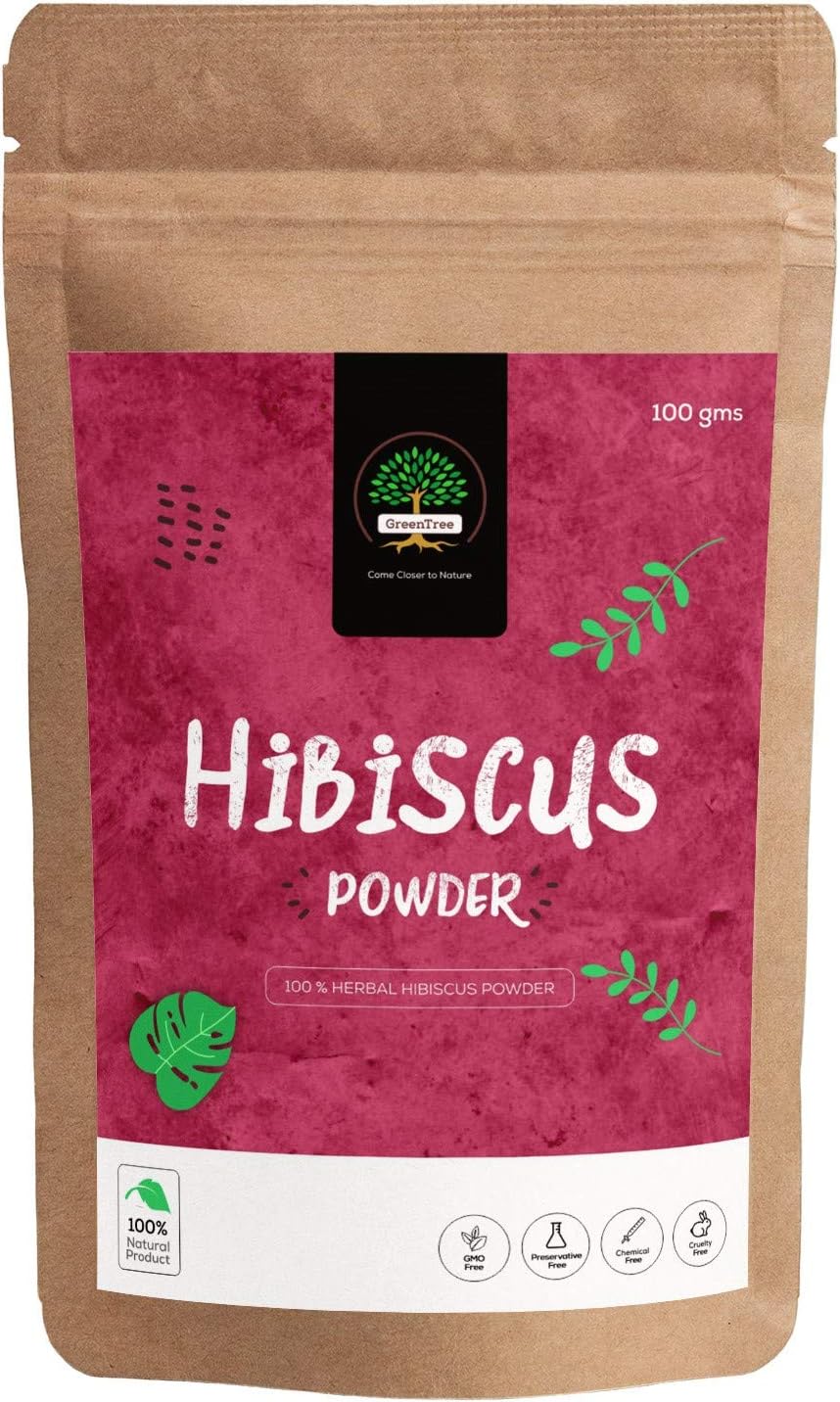 GreenTree Herbal Hibiscus Powder for Hair and Skin Care (100 Gms)