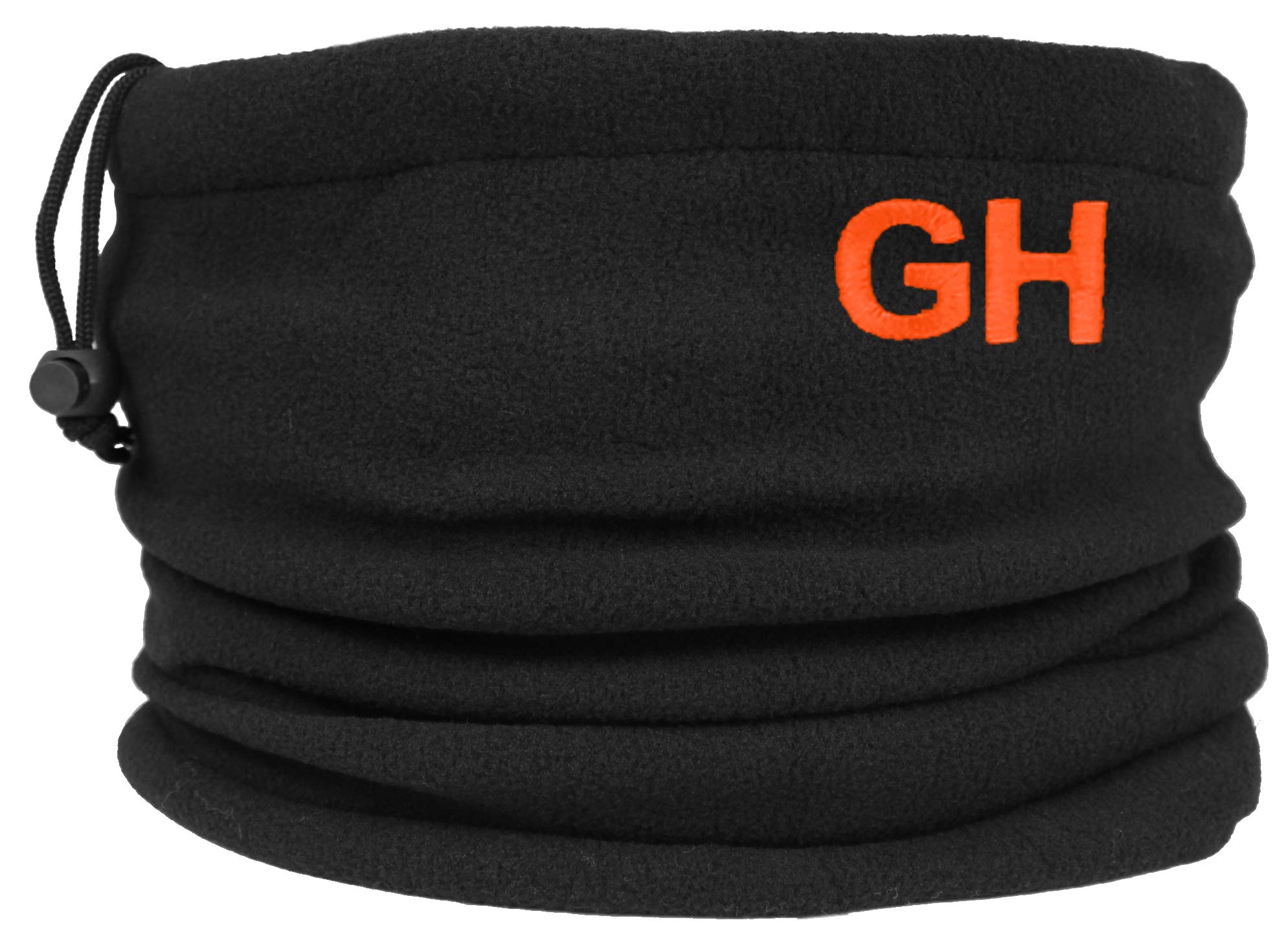 Teddyts Orange Embroidery Personalised Initials Black Fleece Sports Snood With Adjustable Toggle (Orange Embroidery)