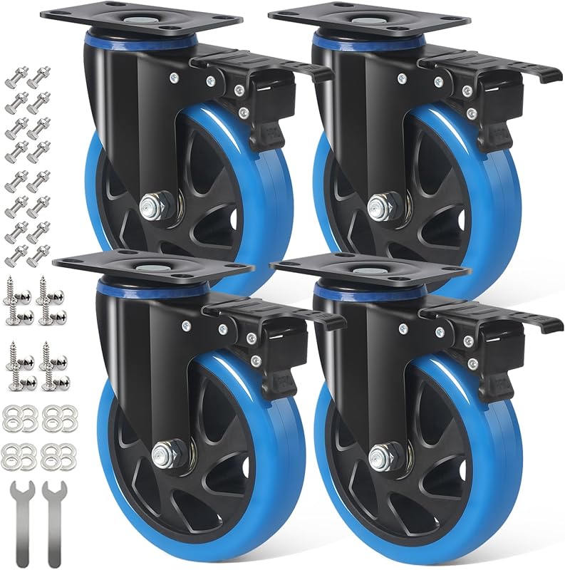 RRIUTO 125mm Forgókerék Fékes Görgő 800kg Teherbírás Bútor Szállítókerék