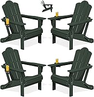 Vista 34 de KINGYES Juego de 2 sillas Adirondack de HDPE con respaldo ajustable plegable, color blanco