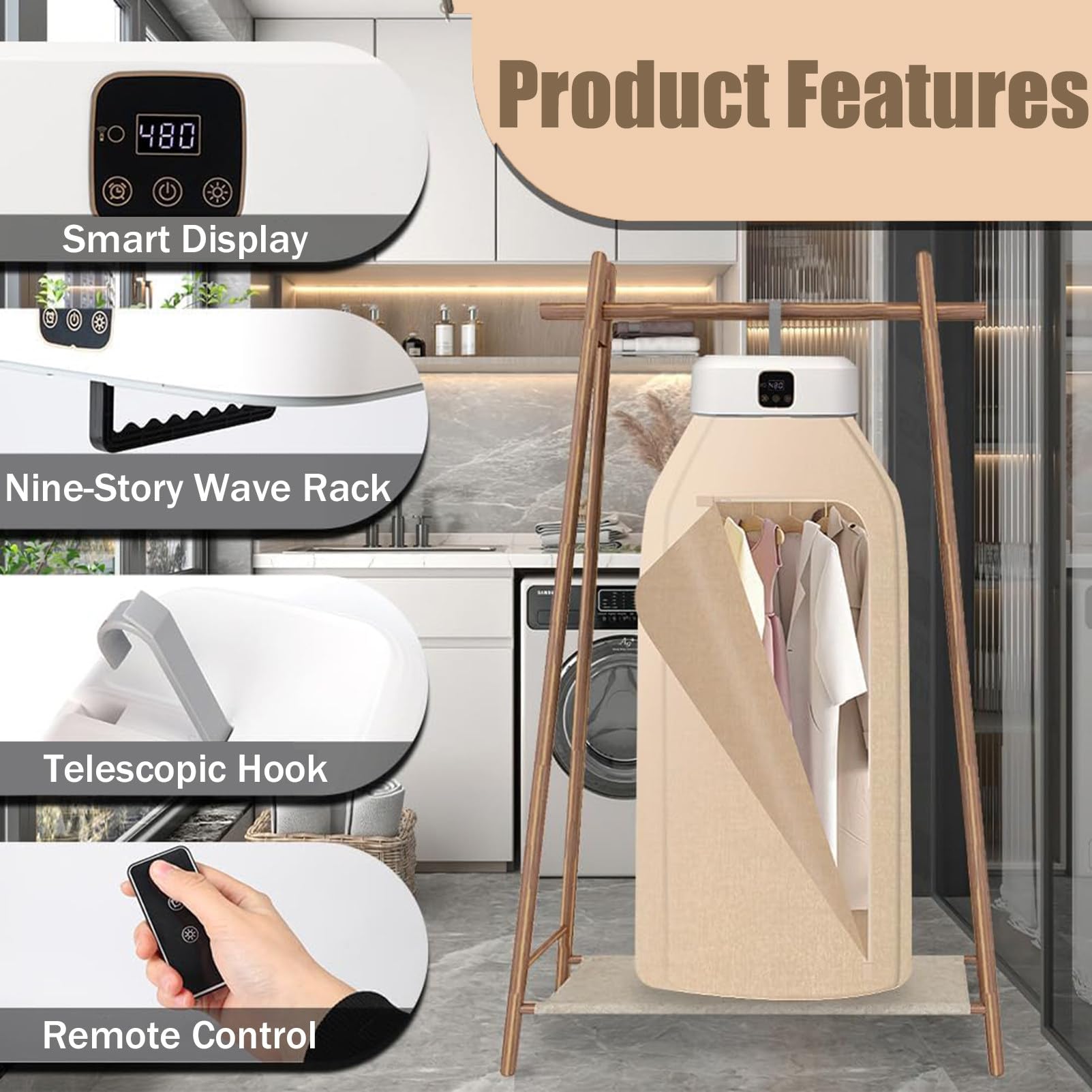 Secadora, PequeñA Secadora EléCtrica Plegable Compacta Con Bolsa Seca, Mini Secadoras De Ropa Con Control Remoto Para Viajes, Apartamentos, Casas Rodantes Y Hogares