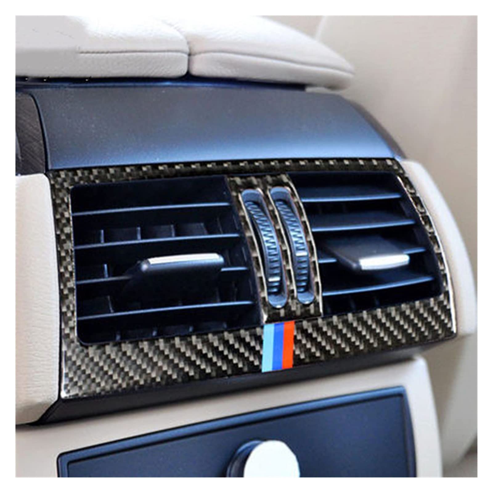 Tylny klimatyzator samochodowy z włókna węglowego osłona wylotu powietrza naklejki na panel nadające się do BMW X5 E70 X6 E71 2008-13 Auto akcesoria do przycinania zestawy naklejek ochronnych (kolor