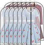 Garment Bag Clear Plastic Breathable Garment Bags Cover for Clothes Storage Suits Dress Dance Zippered Breathable Pack of 6 (24‘’ X 60‘’)