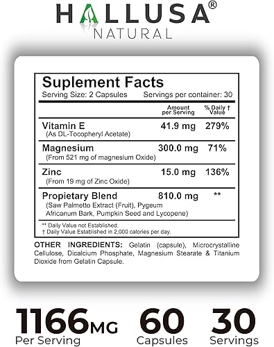 Miniatura 8 de Hallusa Natural Hallprost Ultra + Free Hallvigor - Salud y vitalidad de próstata para hombres - Saw Palmetto, licopeno y ginseng - Apoya la función