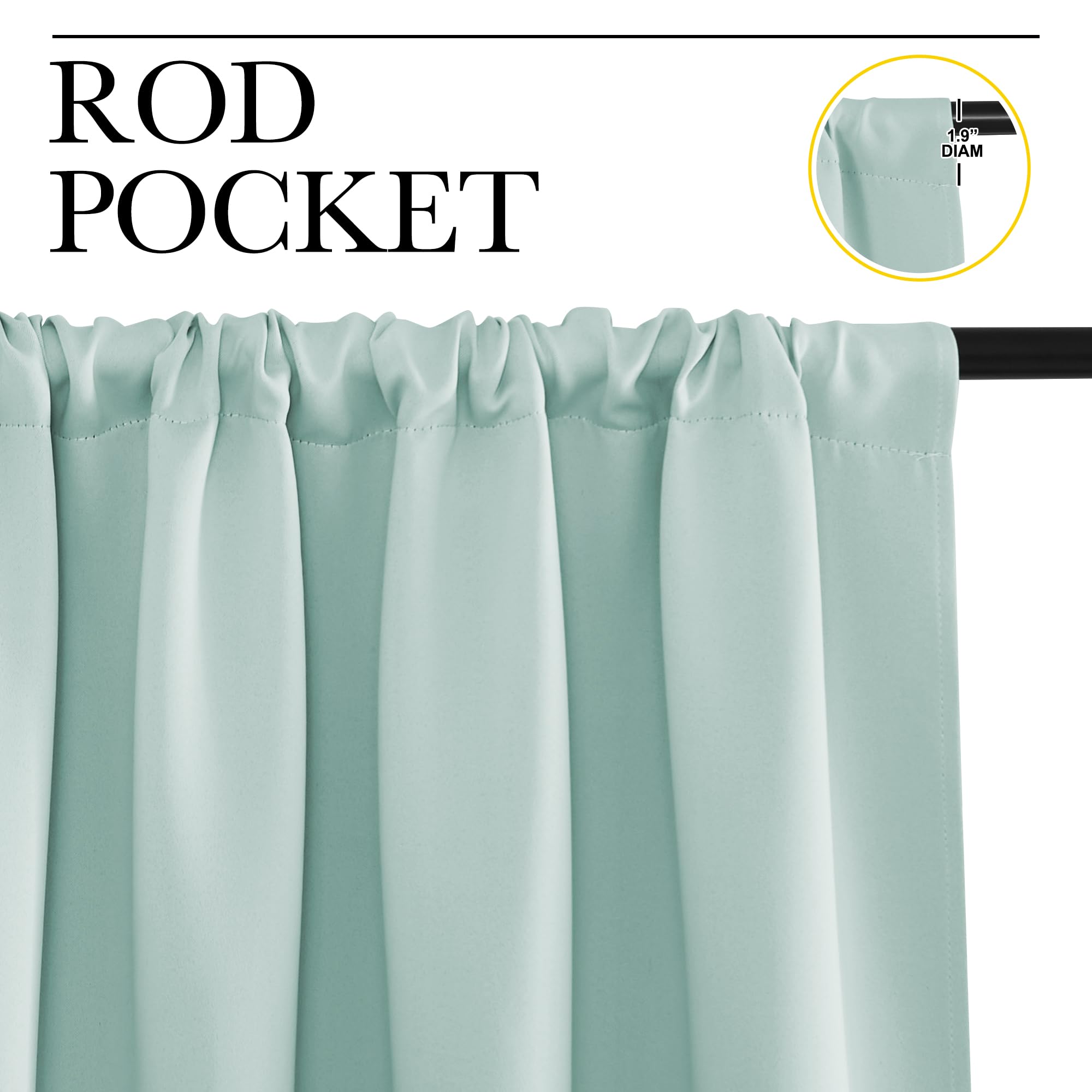 NICETOWN Black Blackout Curtains and Drapes 48 inches Long, Privacy RV Draperies for Small Windows, Thermal Insulated Curtain Panels (42" Wide, 2 Panels)