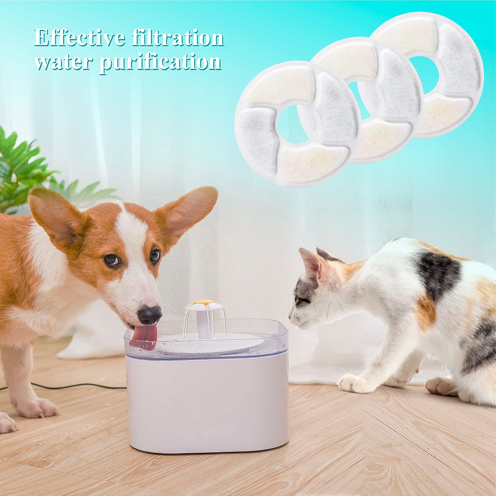 Filtros de fuente de agua para gatos, filtros de fuente de mascotas de 5 pulgadas, repuesto de filtros de carbón activado para fuente de perro, compatible con dispensador automático de agua para gatos
