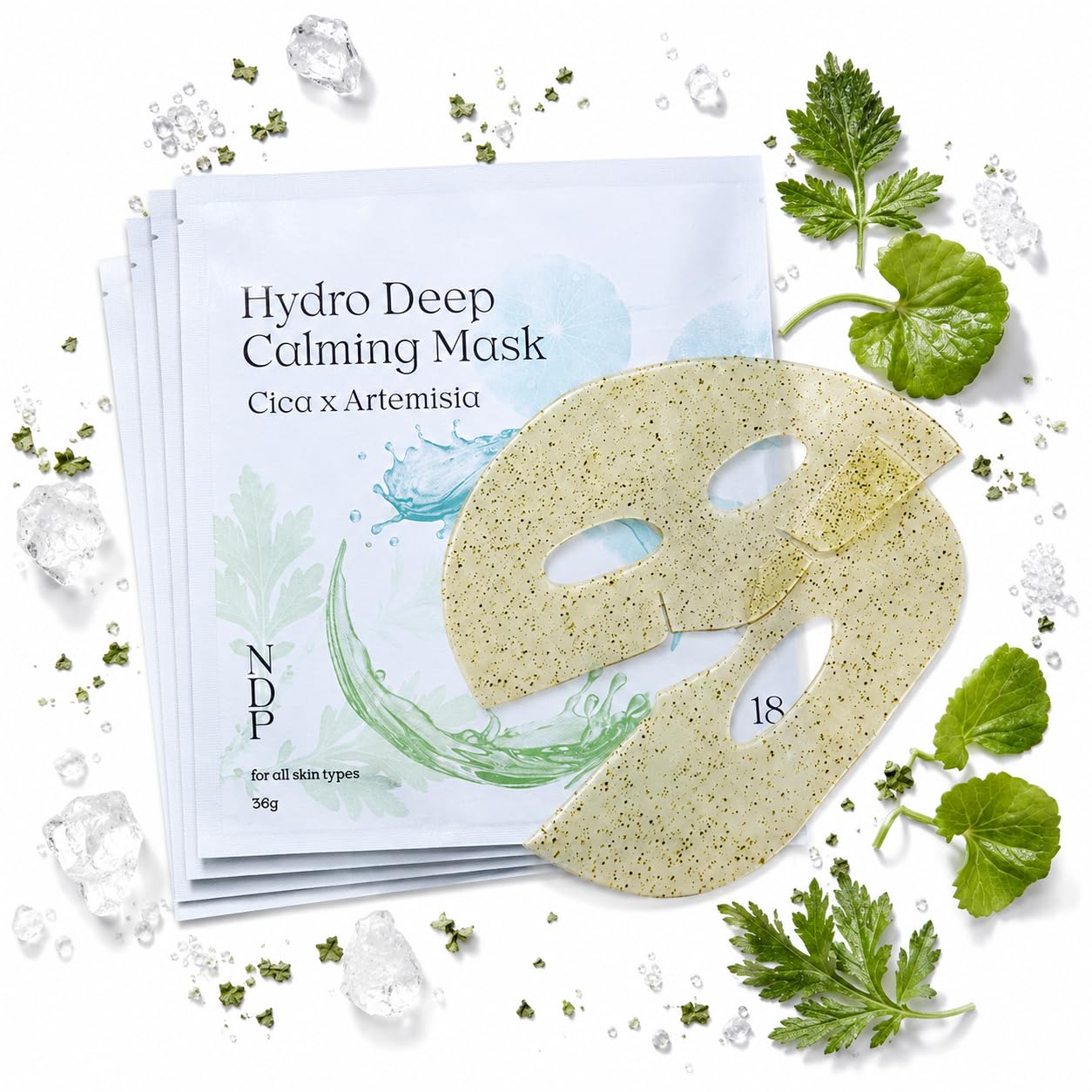NDP Collagen Cica Cooling Hydrogel Face Mask, Soothing Ice Mask for Depuffing, Puffiness, Sunburn, After Sun & Microneedling, Vegan Collagen &