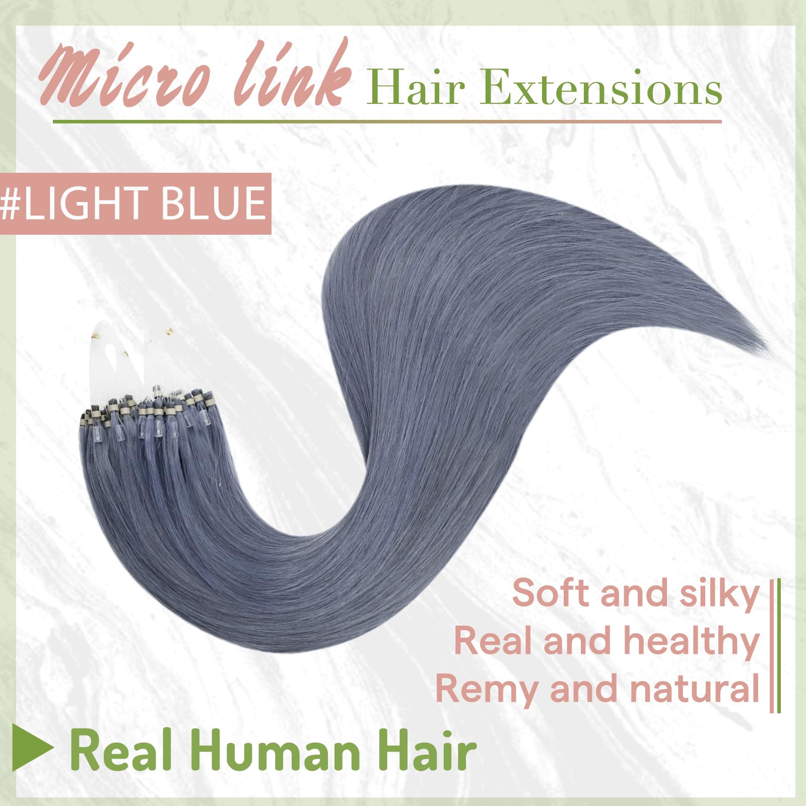 RUNATURE Micro Beads Hair Extensions Real Hair Purple Remy Micro Ring Hair Extensions Invisible Remy Straight Micro Hair 14 Inch 25g/25strands #Purple — view 110