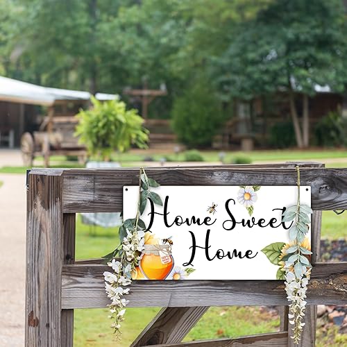 Miniatura 5 de Letrero de girasol de miel de abeja, placa de madera para decoración de pared con cuerda, decoración de puerta de oficina en casa, porche, sala de