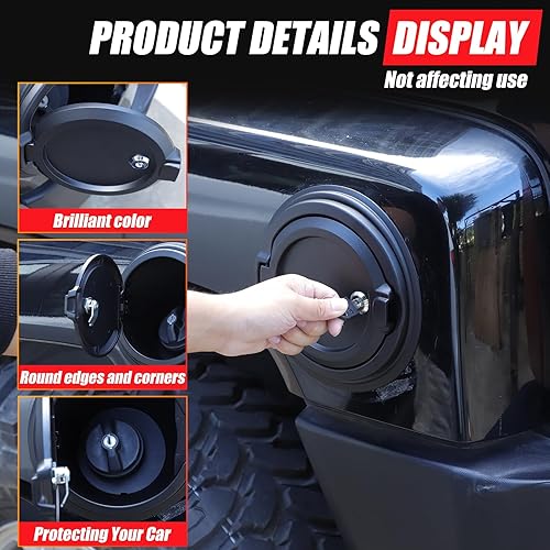 Miniatura 6 de Tapa de tanque de gasolina con bloqueo de puerta para Hummer H3 2005-2009, tapa de gas para puerta de llenado de combustible, cubierta de tanque de