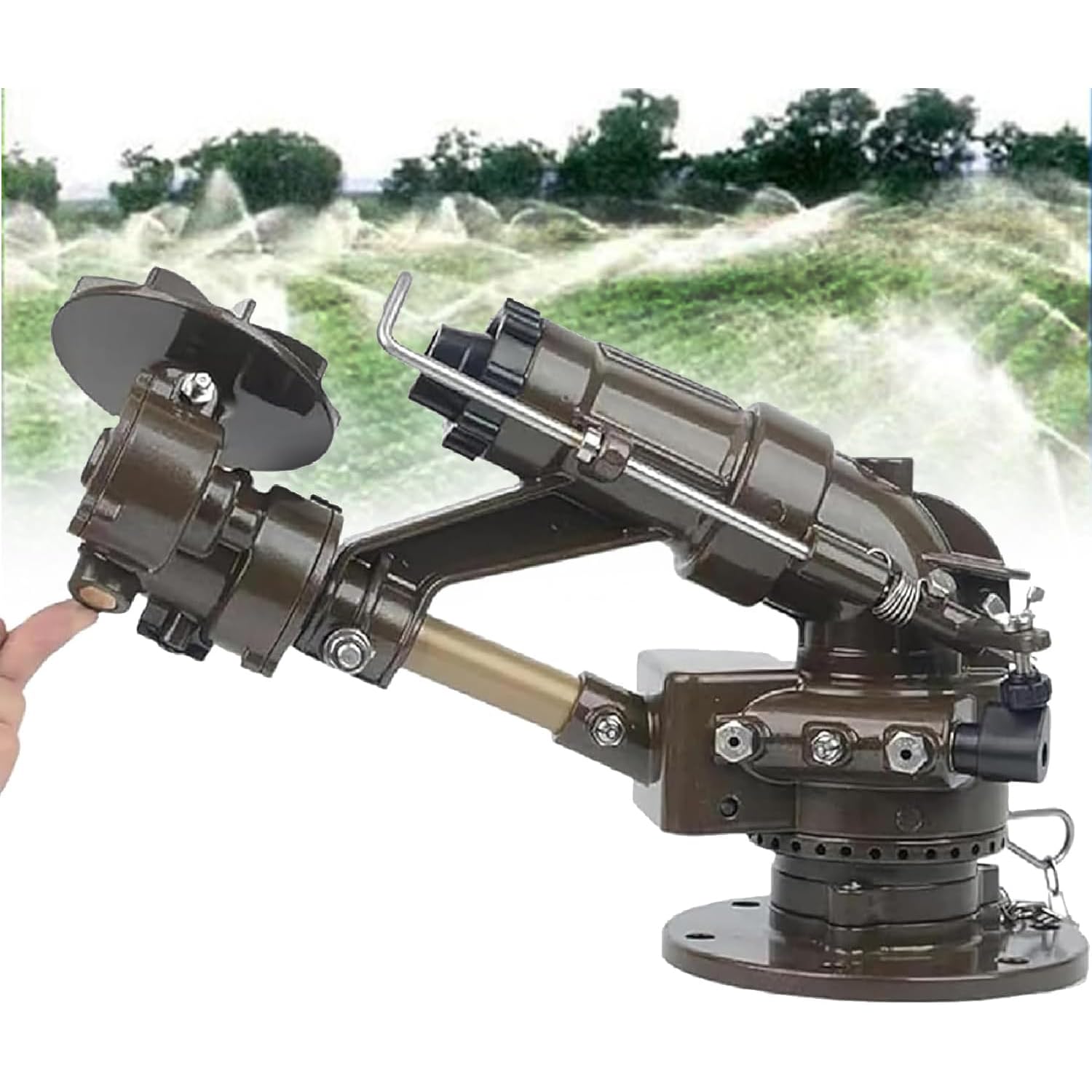 Pistola de lluvia de impacto automática con rotación de 360°, solución de riego de gran área para riego eficiente de huertos y jardines de té