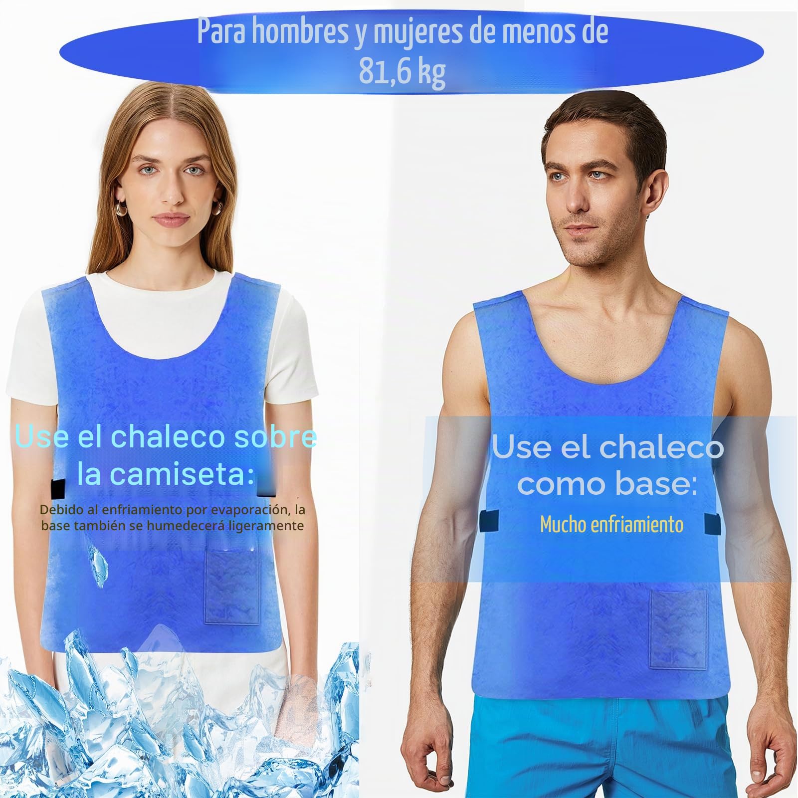 Chaleco refrigerante reutilizable para Hombres y Mujeres, chaqueta de refrigeración evaporativa de tejido PVA con ajuste ajustable para deportes al aire libre, senderismo y trabajo