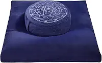 Conjunto de almofadas de meditação Zafu & Zabuton - Casco de trigo sarraceno e almofadas de espuma de memória, suporte ergonômico para ioga, atenção plena - capa de veludo orgânico, tamanho grande