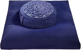 Conjunto de almofadas de meditação Zafu & Zabuton - Casco de trigo sarraceno e almofadas de espuma de memória, suporte ergonômico para ioga, atenção plena - capa de veludo orgânico, tamanho grande