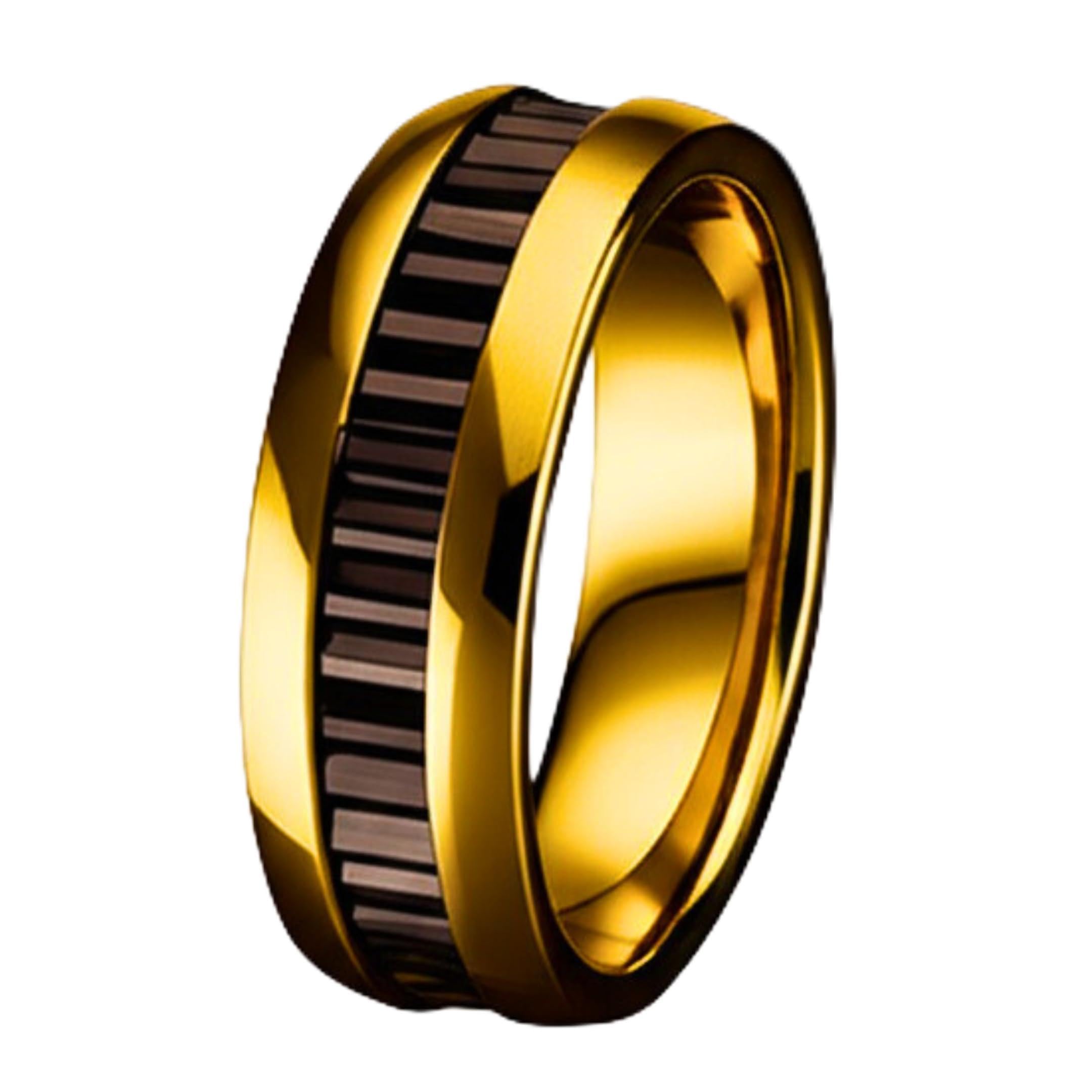 the men thing RRoyal Series - ECLIPSE BAND RING - Pure Stainless Steel Men’s Gold-Black-Plated Ring – Statement Luxury Jewelry (Size : 16-22-27)-picture-48