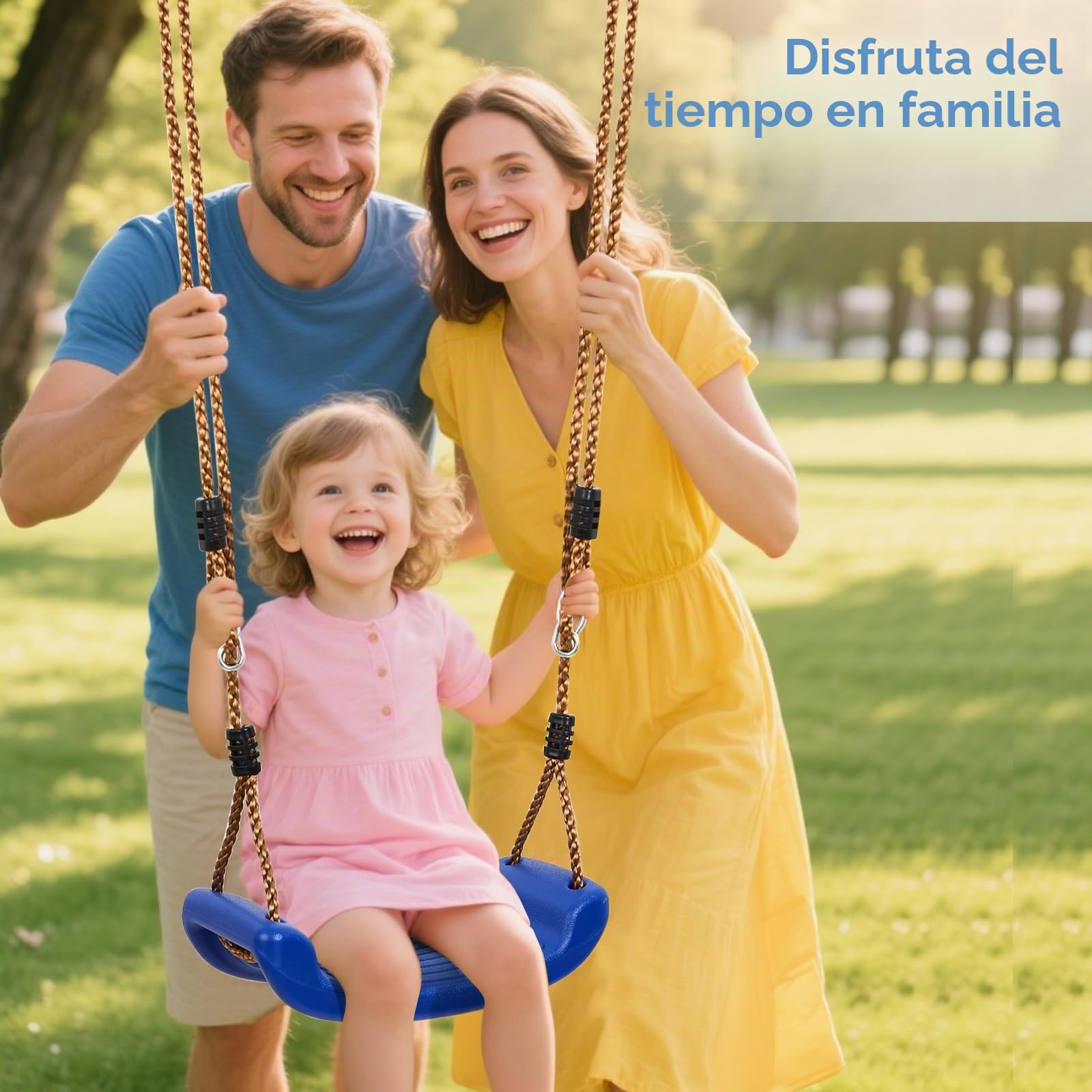 Vdealen Columpio de Exterior, Columpio Infantil Regulable en Altura para el jardín, Accesorios con 2 Correas de Hamaca y 2 mosquetones para Zonas de Juego Infantiles al Aire Libre.