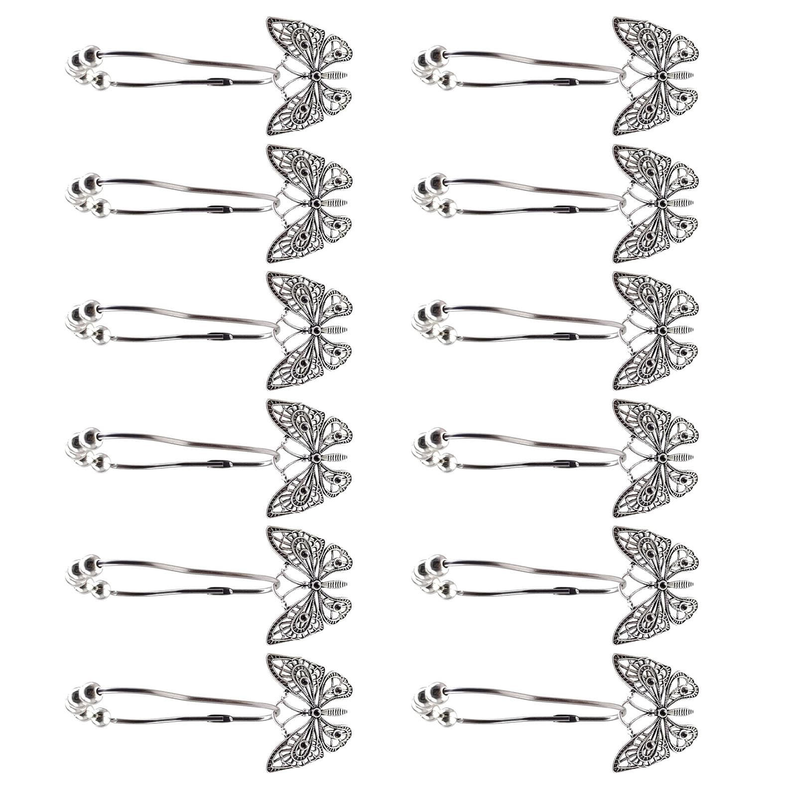 TFAOYS Stylish Butterfly Design Alloy Bathroom Curtain Hook with Roller Beads and Rustproof Coating for Glidings Rustproof Bathroom Hook