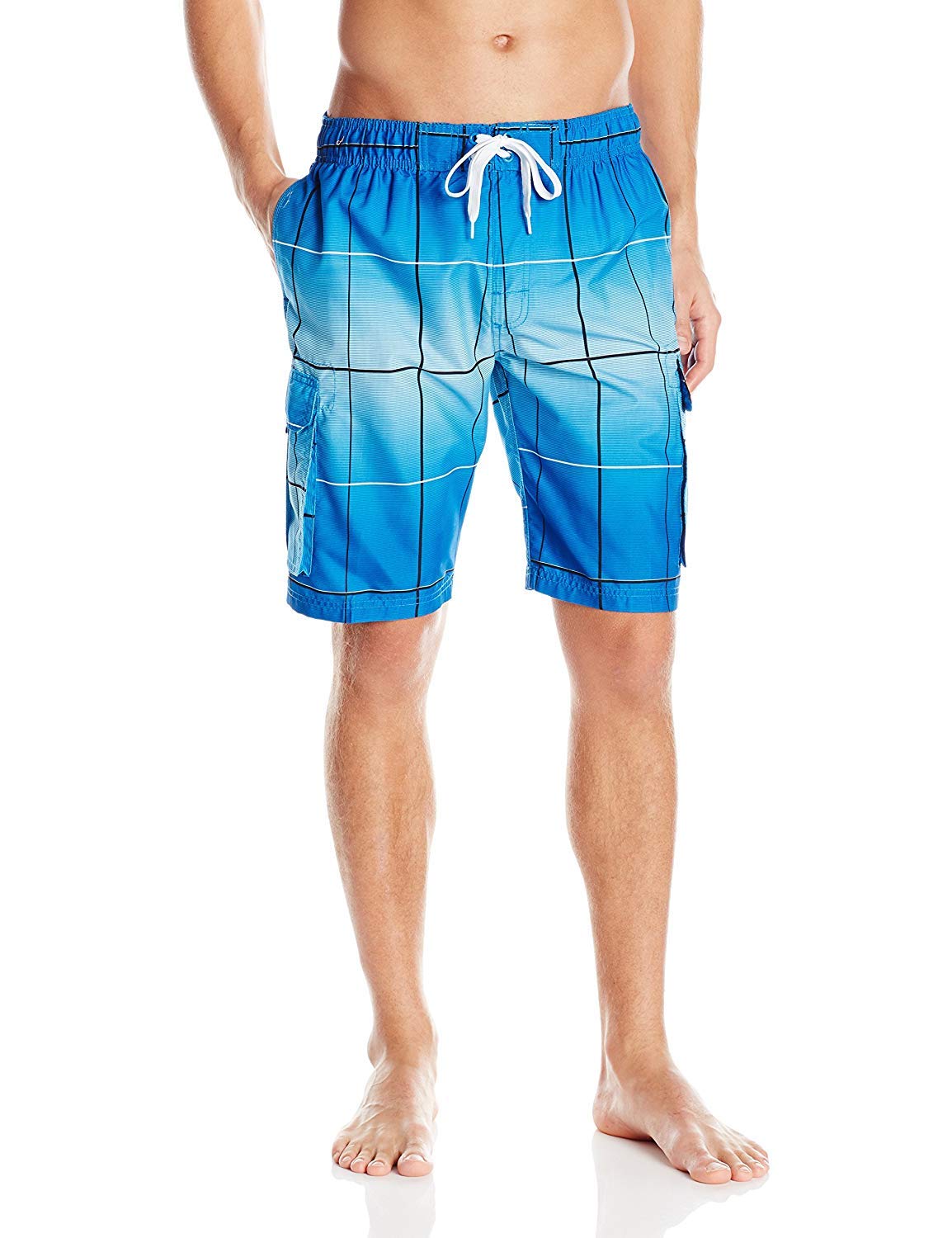 kanu surf Men's Big Vector Plaid Extended Size Swim Trunks-picture-29