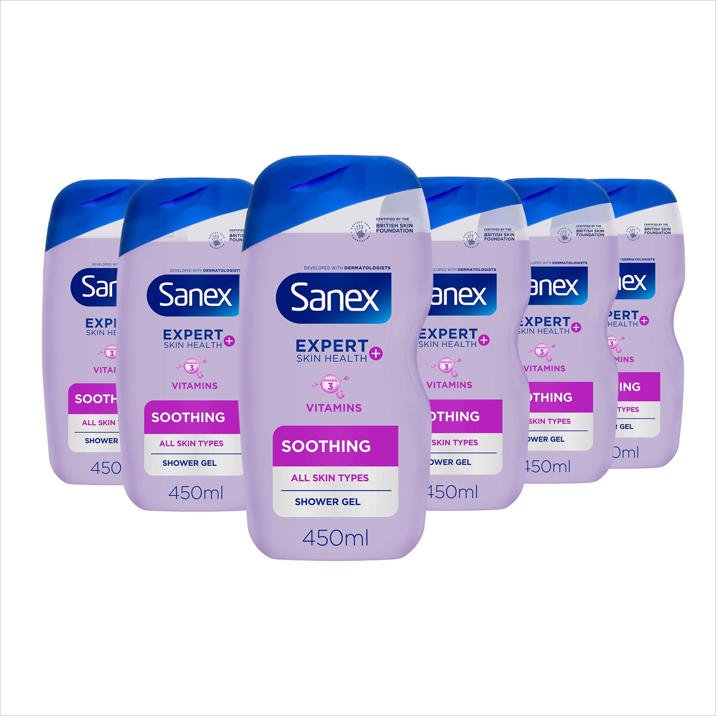 Sanex Expert Skin Health+ Micellar Soothing Shower Gel, 450ml (6-Pack)