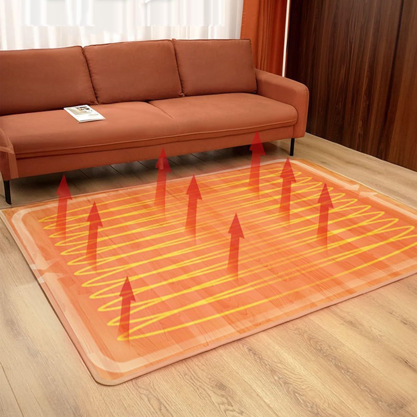 Alfombra eléctrica de grafeno grande, portátil, con termostato y temporizador de 12 horas. Calefactor radiante para yoga, caravanas, hogar, oficina o sala de juegos(50x60cm)