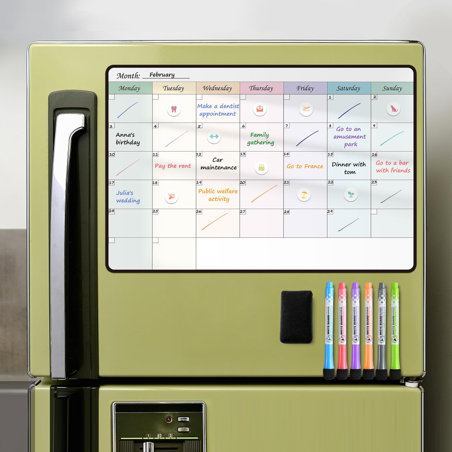MCCORL Magnetic Fridge Whiteboard Calendar, Weekly/Monthly Planner, Perfect as Family Chores Chart,Reminder and Memo Board - Image 2