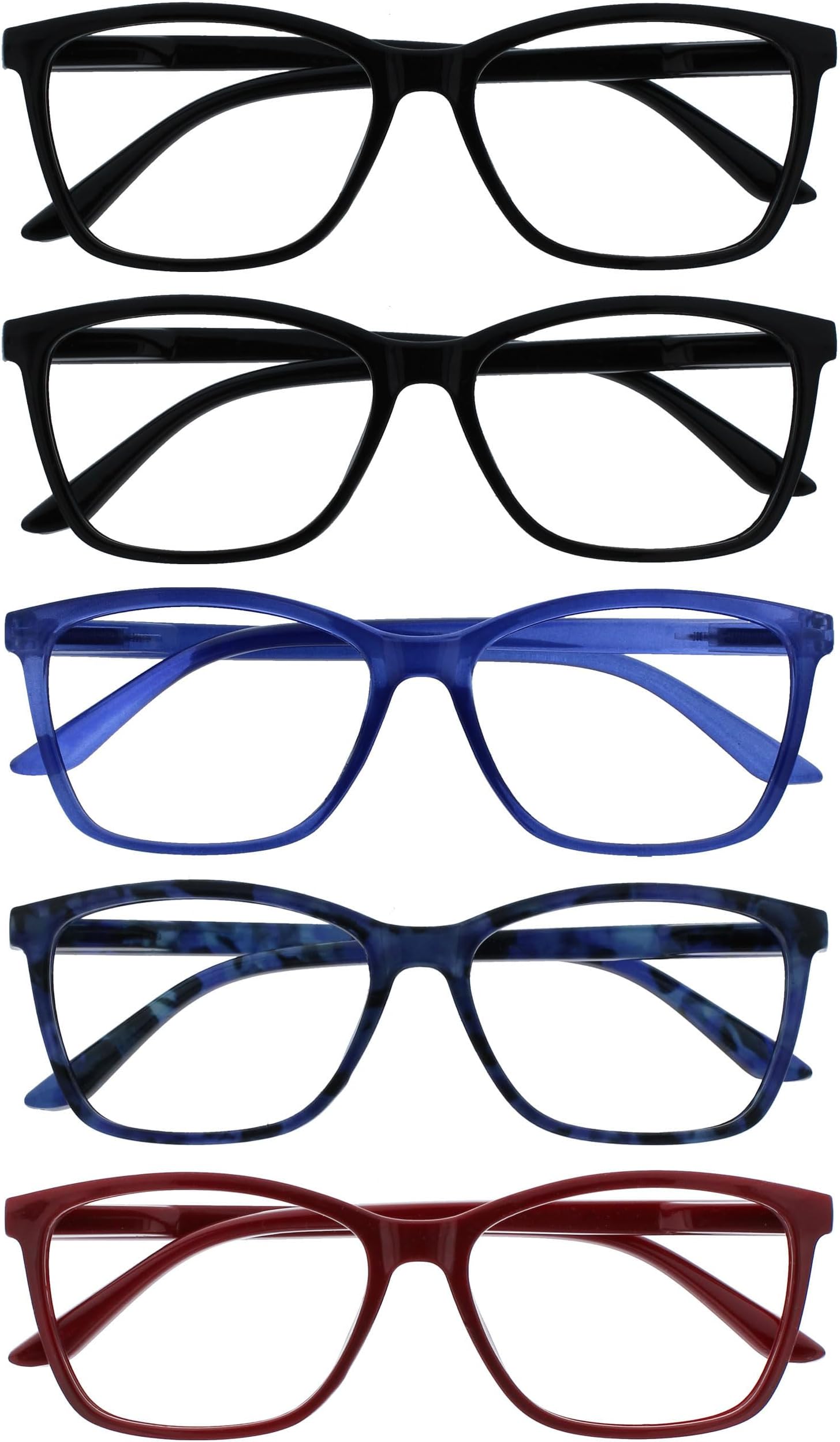 OPULIZE ART Reading Glasses for Women Men - Large Rectangular Frame - Spring Hinges - R51