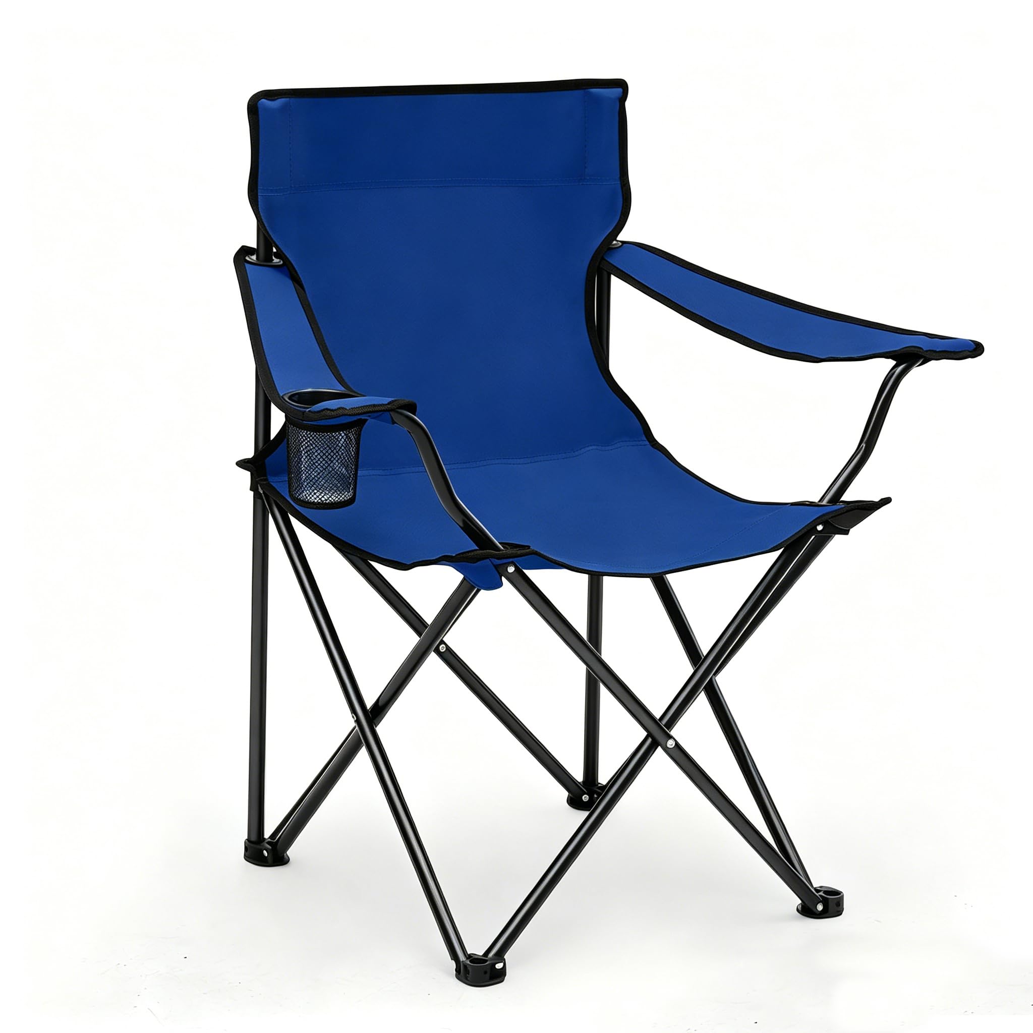 Sunula Leichter Klappstuhl Outdoor mit Getränkehalter & Tragetasche, Stabiler Anglersessel Klappbar, Praktischer Campingstuhl Ideal für Angeln Camping Picknick Blau