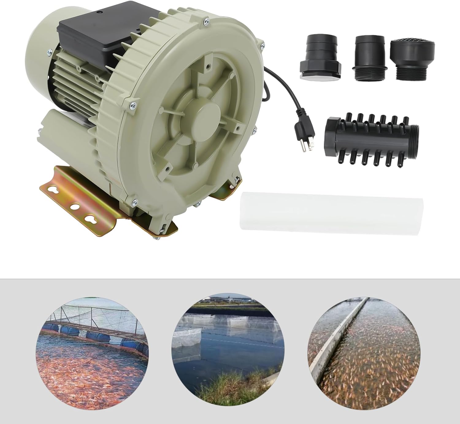110V 370W Commercial Air Pump Blower Aquarium Fish Tank Pond Aquaculture 60m/H 12kpa, Electric Air Pump Power Blower for Aquaculture, Aquariums, Restaurants