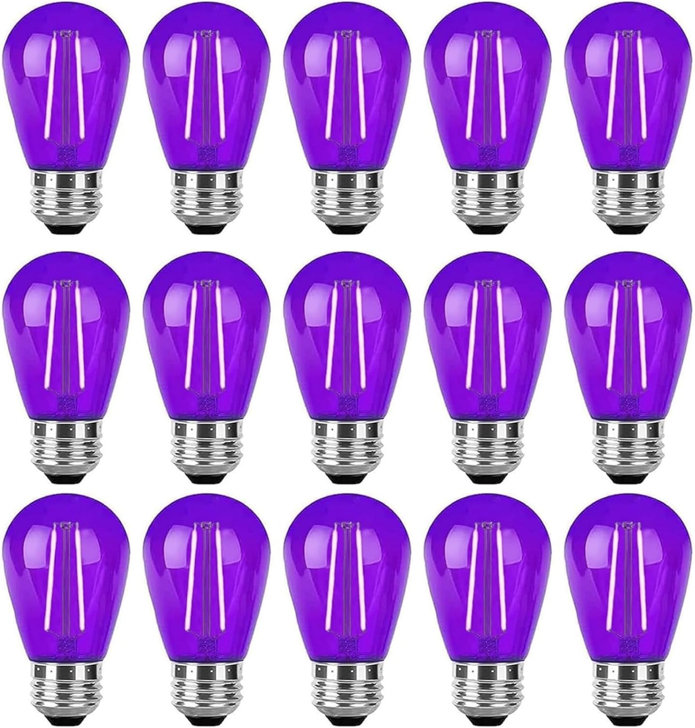 S14 LED Light Bulbs Purple Halloween led Replacement Bulb 2W Outdoor String Light Bulbs Plastic Shatterproof Vintage Edison Bulb E26 Base Decorative bulb for Home Patio Christmas Decor,15 Pack
