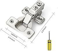 Vista 3 de Ravinte 20 Pack 10 Pairs 1/2 Inch Overlay Brushed Nickel Short Arm Kitchen Cabinet Hinges,Soft Close 105 Degree Concealed Hinges with Screwdriver