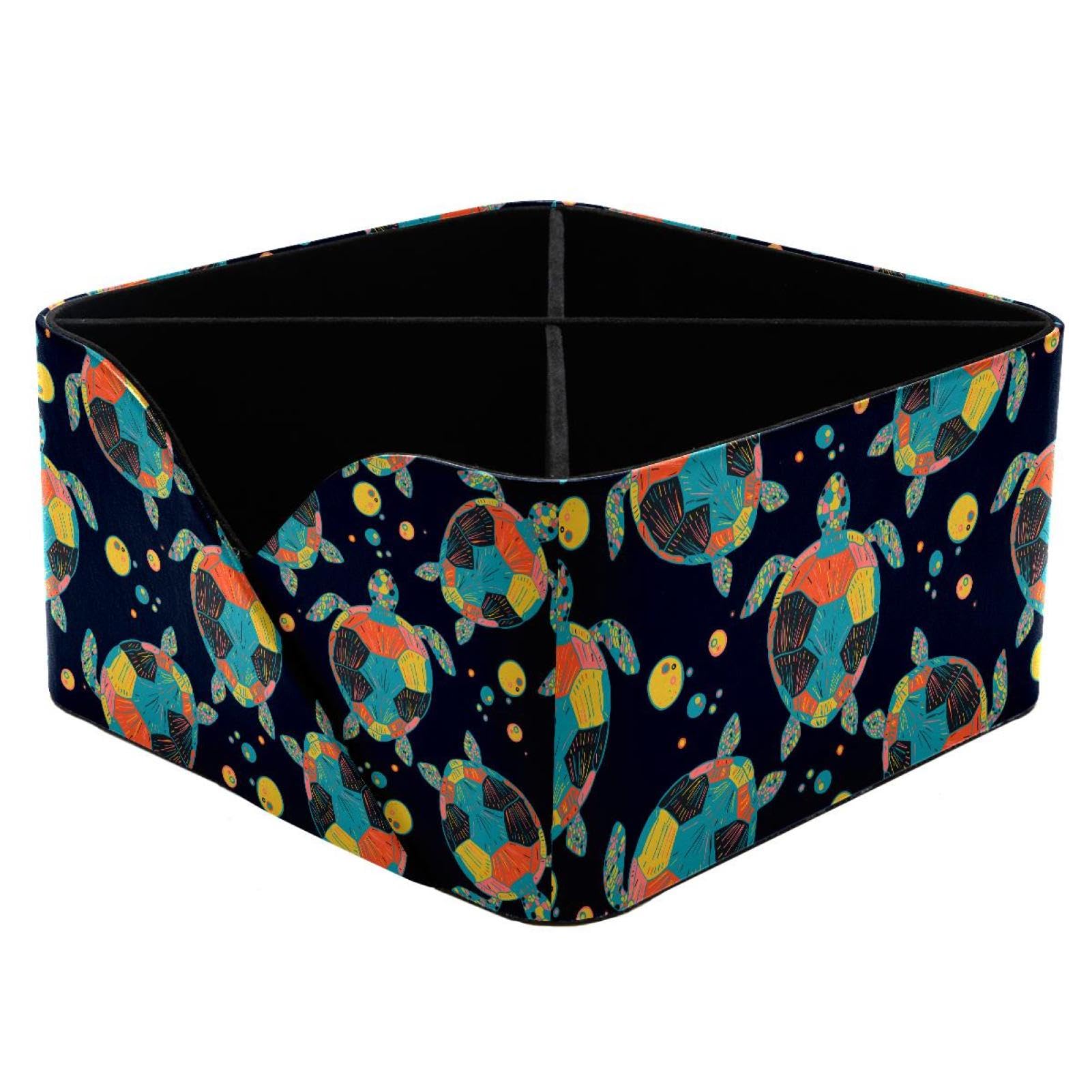KengjuTesu Sea Turtles and Tropical Fish Desktop Organizer Pen Holder, Rectangular Pencil Cup for Office, Study and Makeup Stations